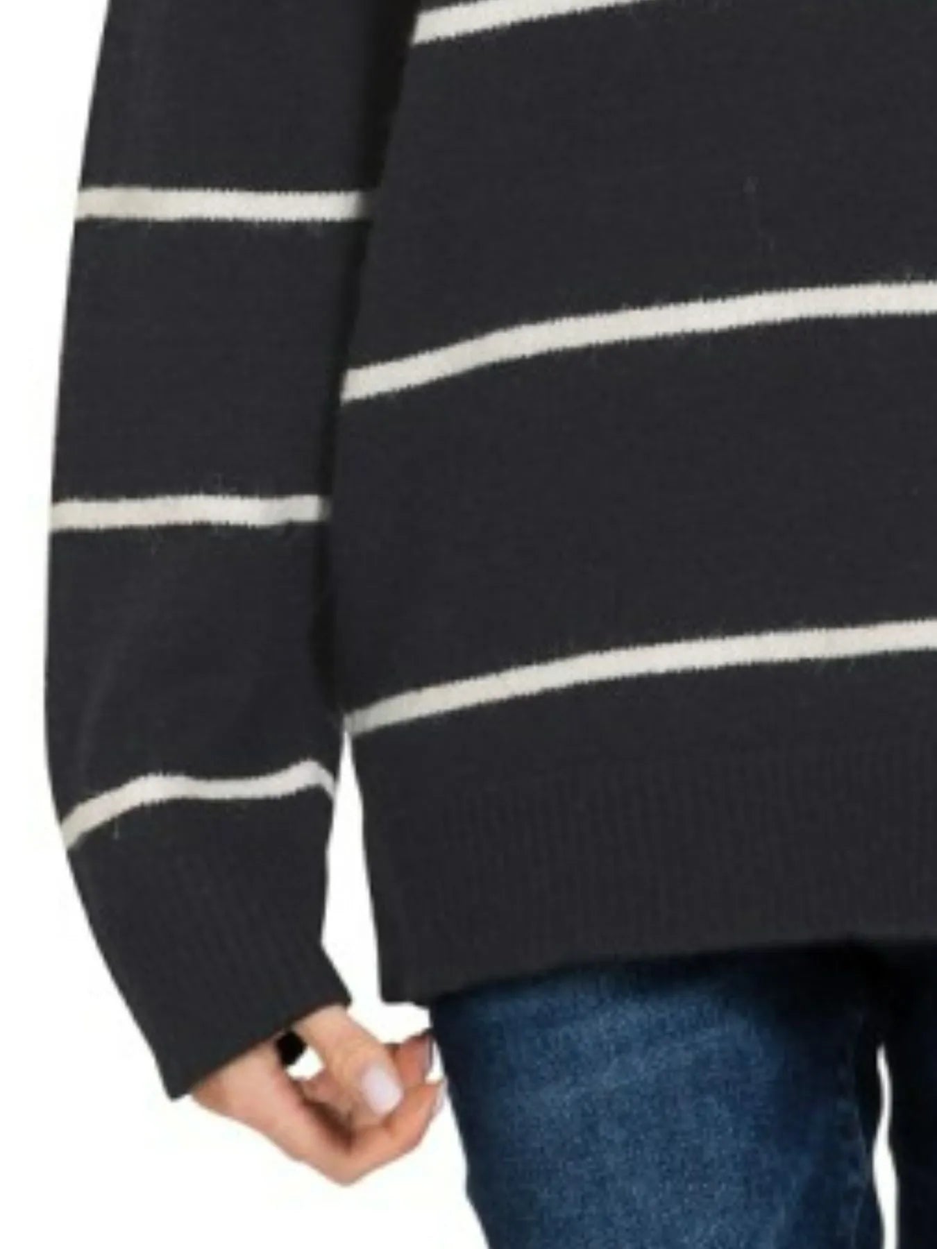 Zenana Round Neck Stripe Sweater Oversized