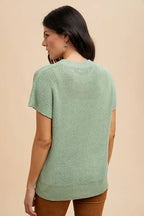 Annie Wear Large Flower Embo Dolman Sleeve Summer Sweater Top