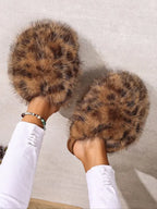 New Trendy Plush Fur Slippers, Super Cute Fashion Warm Home Shoes, Anti-Slip Thick Sole Cat-Like Feel Cotton Slippers, Christmas Gift for Girls