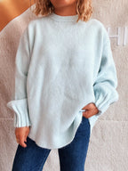 Round Neck Dropped Shoulder Sweater