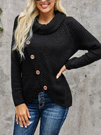 Full Size Texture Turtleneck Long Sleeve Sweater Plus Size