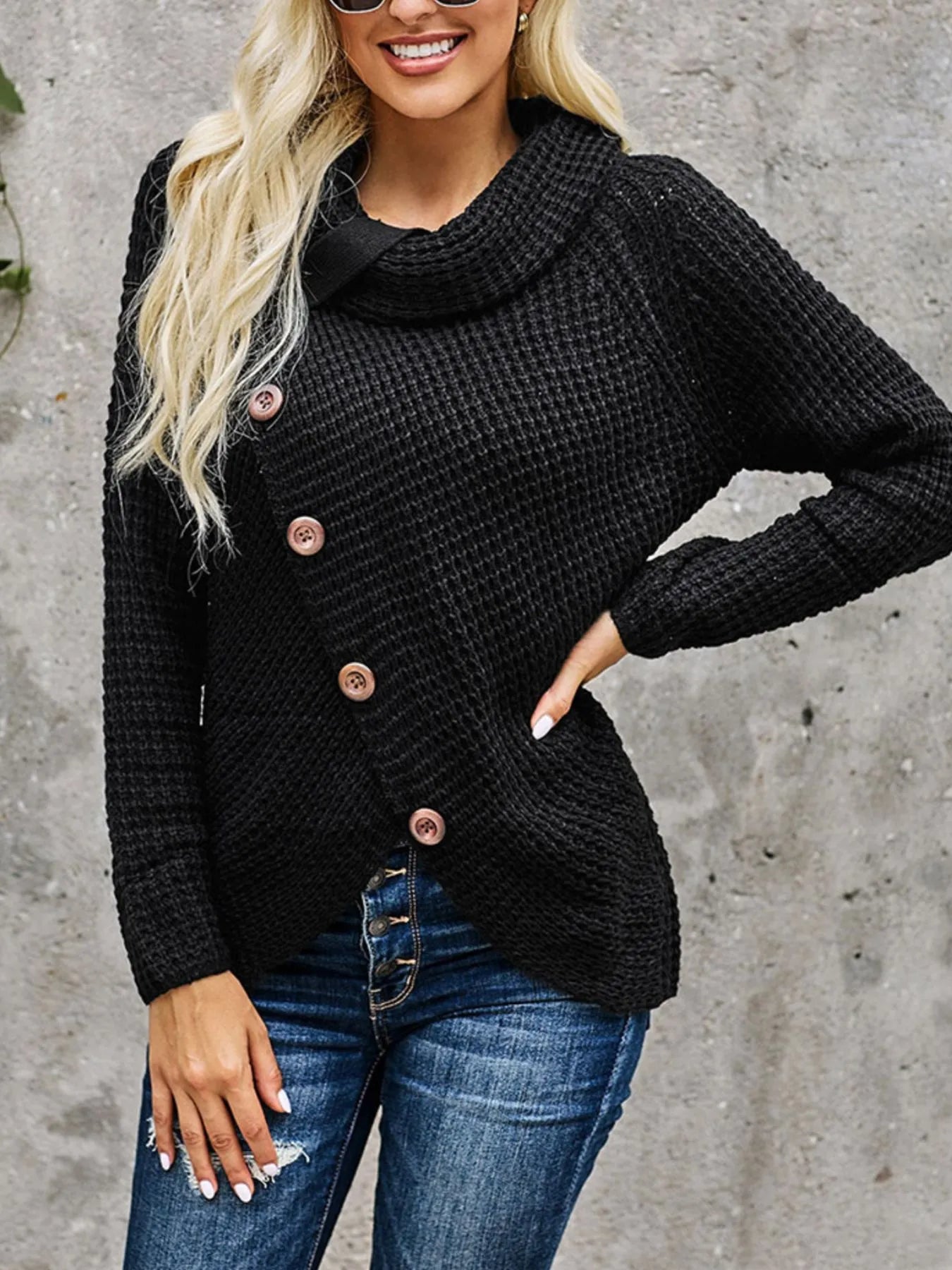 Full Size Texture Turtleneck Long Sleeve Sweater Plus Size
