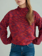 Heathered Turtleneck Dropped Shoulder Sweater