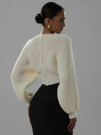 V-Neck Long Sleeve Crop Sweater