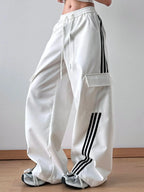 Striped Wide Leg Cargo Pants