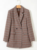 Houndstooth Lapel Collar Blazer