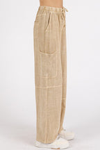 Mittoshop Mineral Wash Drawstring Elastic Waist Pants