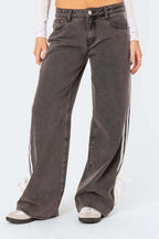 Side Striped Loose Fit Jeans