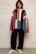 POL Color Block Round Neck Oversized Sweater