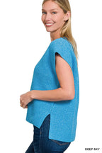 Zenana Oversized Sweater Vest with Side Slit