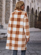 Plaid Collared Neck Button Down Coat