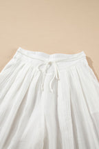 Tie Waist Pleated Wide Leg Pants