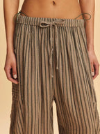 Full Size Striped Wide Leg Casual Pants Plus Size