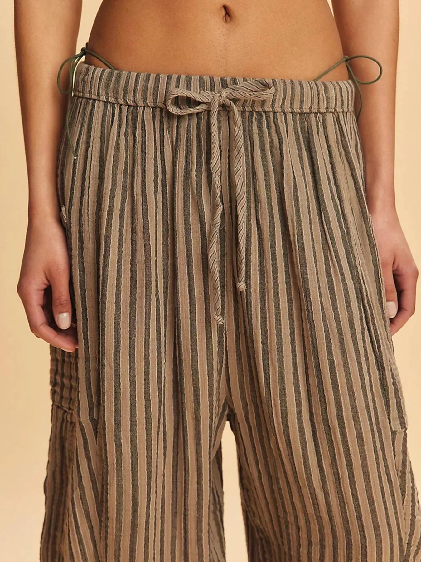 Full Size Striped Wide Leg Casual Pants Plus Size