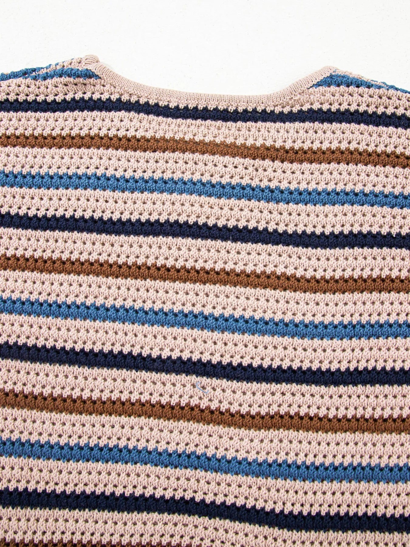 Multicolour Striped Knitted Drop Shoulder Round Neck Sweater