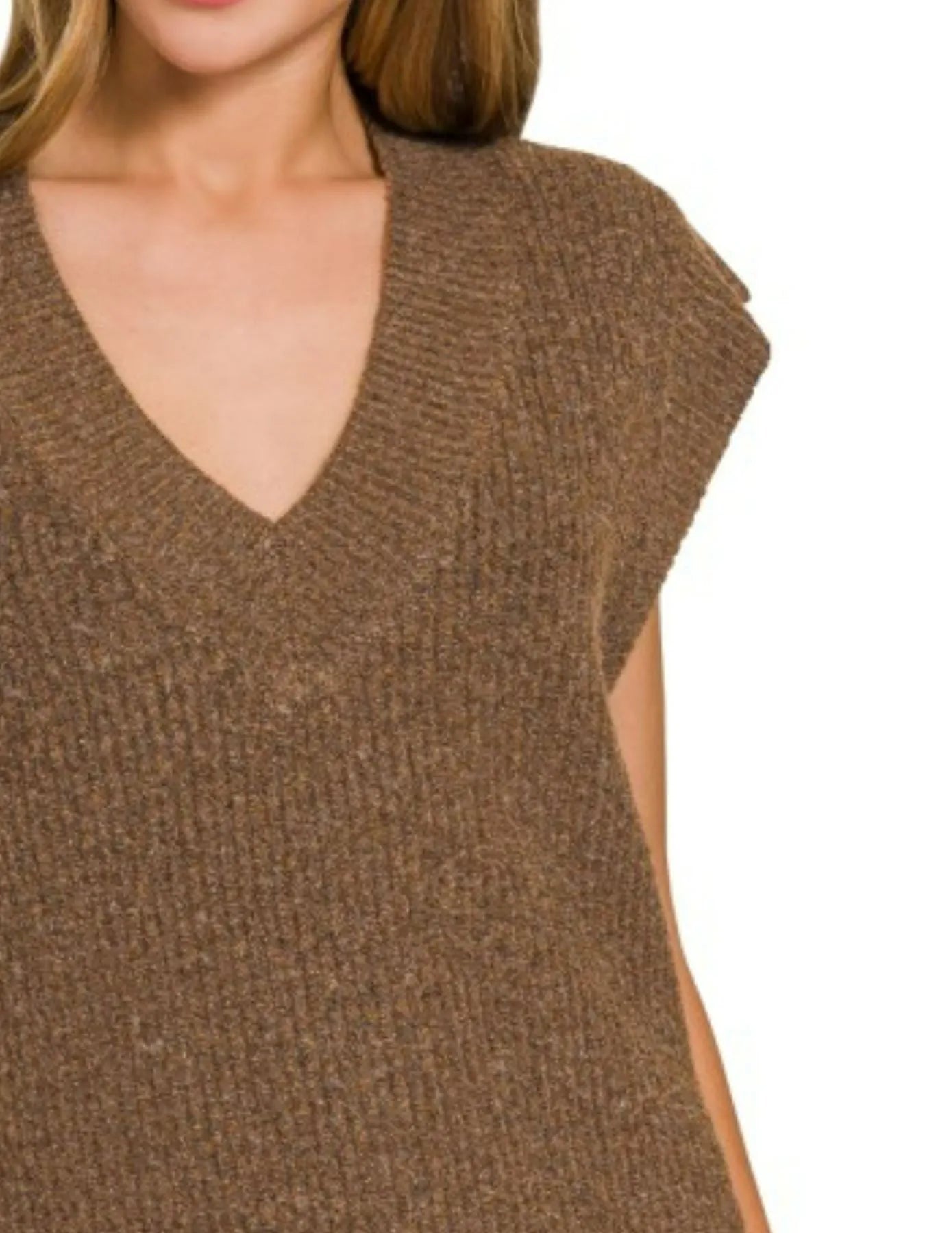 Zenana Oversized Sweater Vest with Side Slit