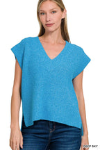 Zenana Oversized Sweater Vest with Side Slit