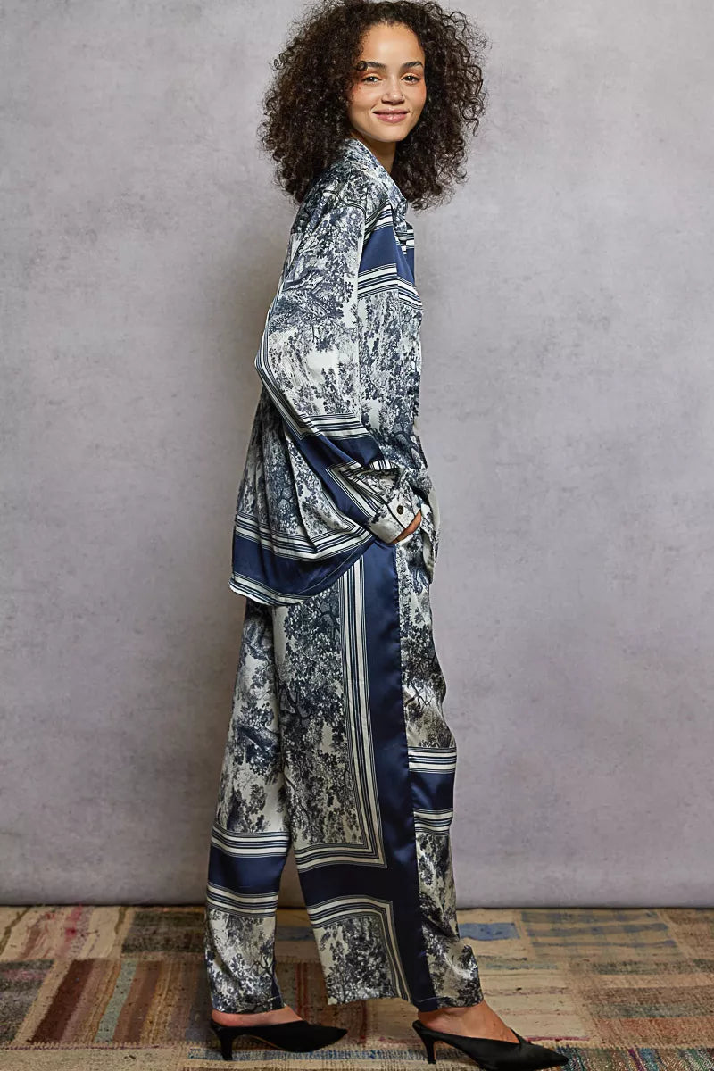 POL Floral Printed Woven Wide Leg Drawstring Pants