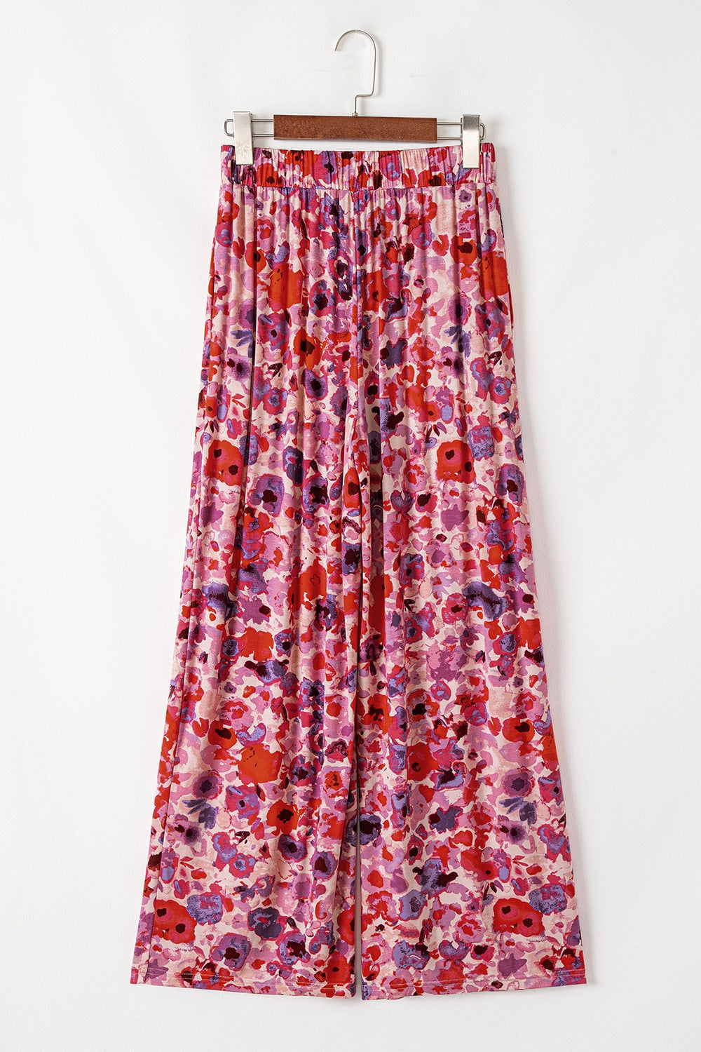 Floral Wide Leg Elastic High Waist Pants