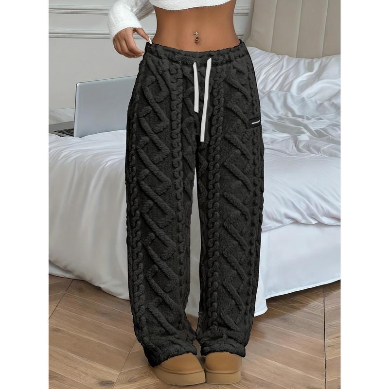 Jacquard Fabric Drawstring Lined Pants