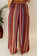 Printed Tied Wide Leg Pants Striped