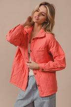 BiBi Quilted Wrinkle Gauze Long Sleeve Shacket