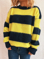Striped Contrast Long Sleeve Sweater