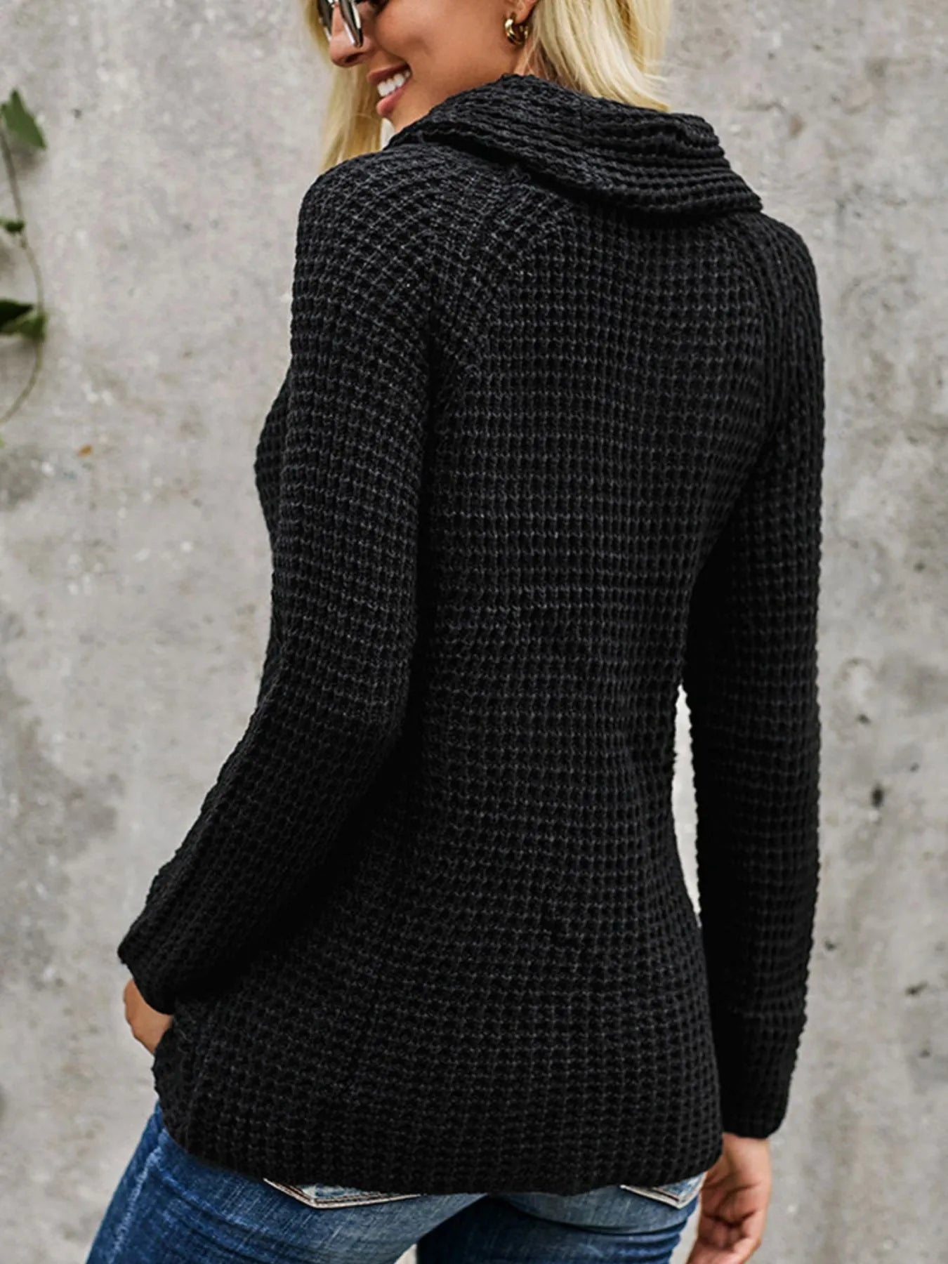 Full Size Texture Turtleneck Long Sleeve Sweater Plus Size