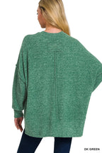 Zenana Brushed Melange Hacci Oversized Sweater