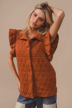 BiBi Quilting Knit Ruffle Sleeve Vest