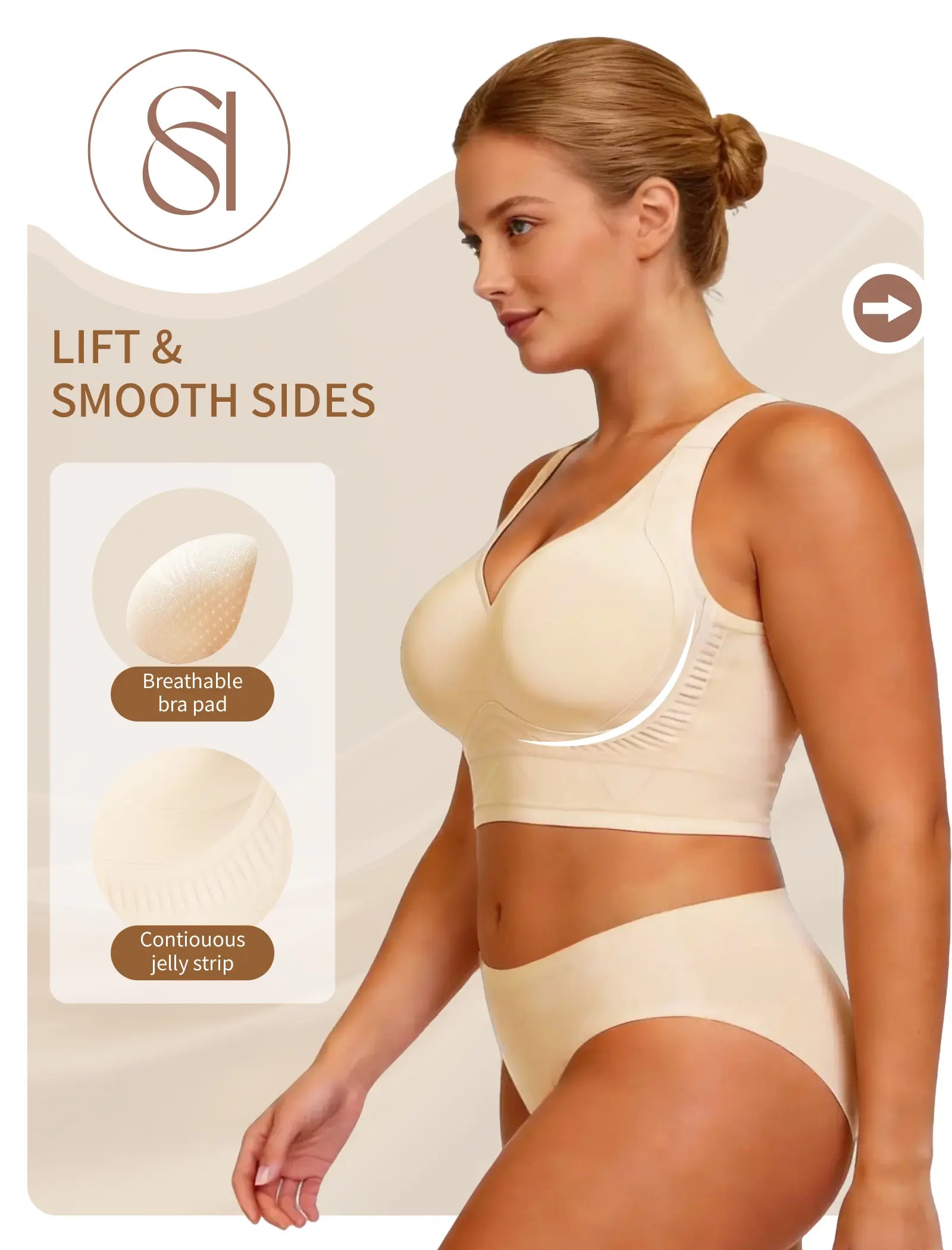 Plus Size Back Fat Smoothing Jelly Bra
