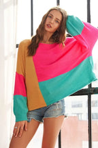 ADORA Loose Fit Colorblock Sweater Oversized