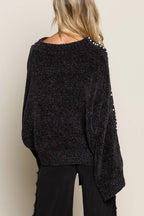 POL Oversized Pearl Embellished Sweater