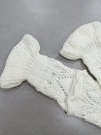 Crochet Ruffled Hem Long Sleeve Sweater