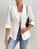 Classic Lapel Collar One Button Blazer