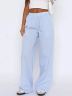 Pocketed Striped Wide Leg Pants