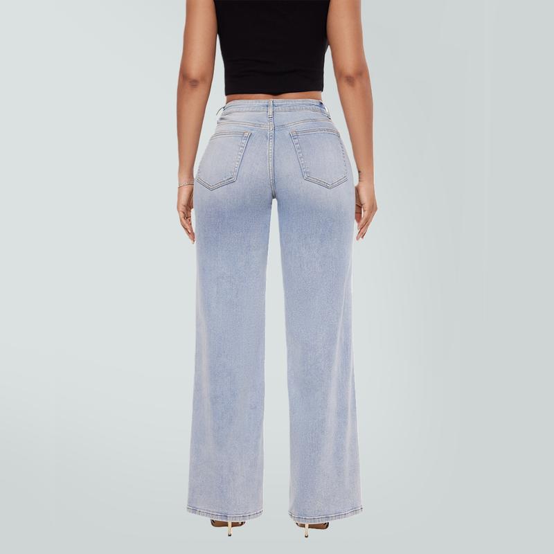Tummy Control Curve Hugging Rise Baggy Jeans