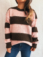 Striped Contrast Long Sleeve Sweater