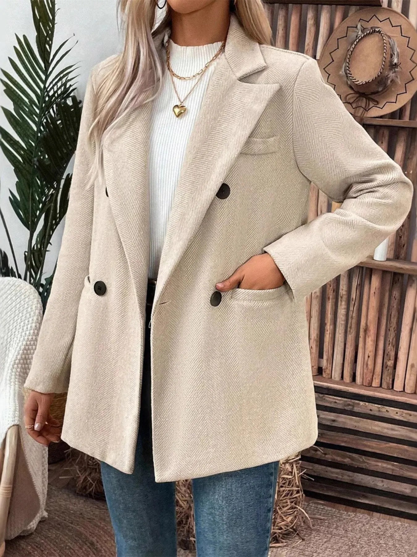 Lapel Collar Long Sleeve Blazer