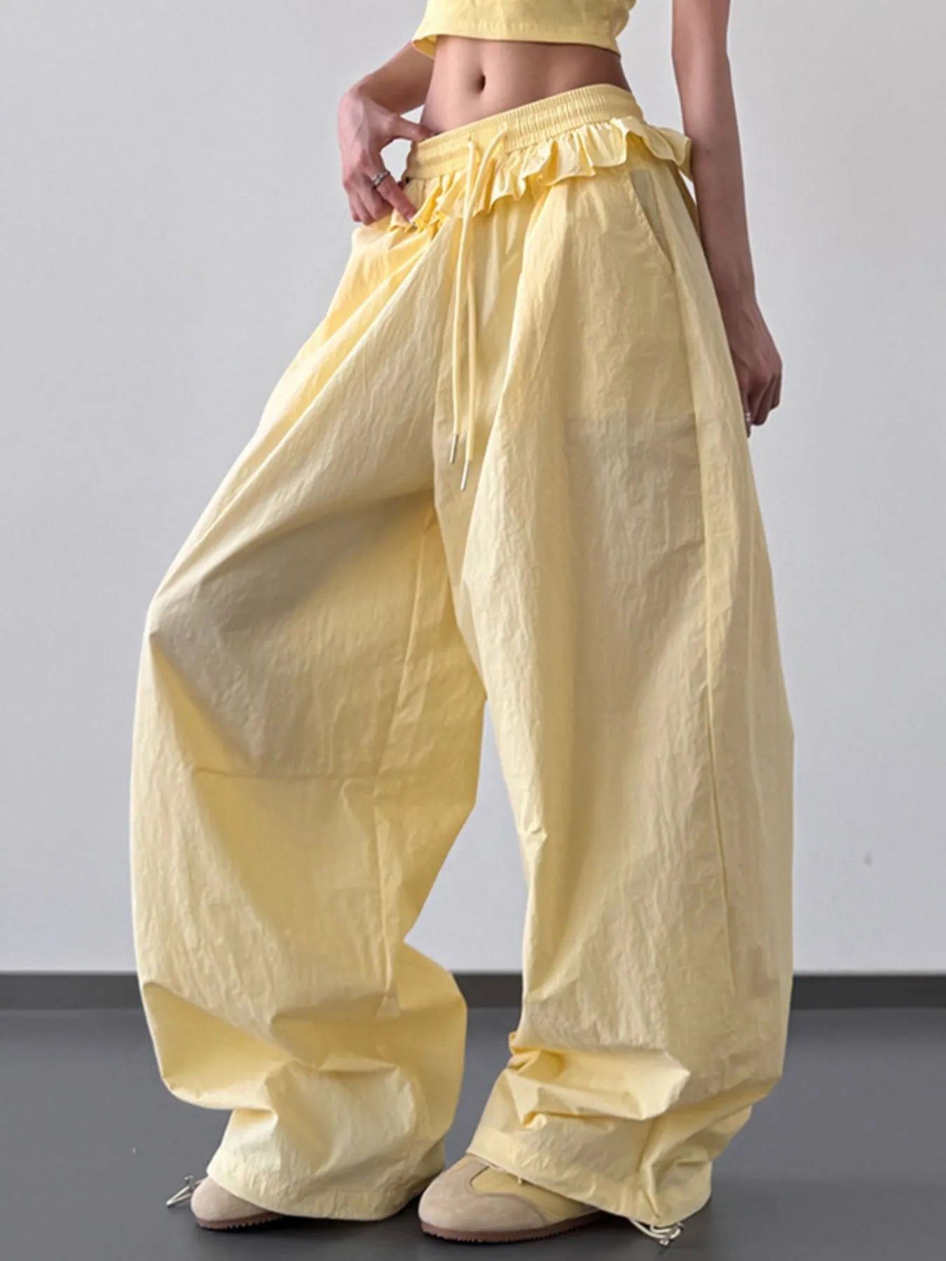 Drawstring Wide Leg Pants