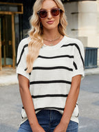 Striped Oversized Casual Sweater with Relaxed Fit
