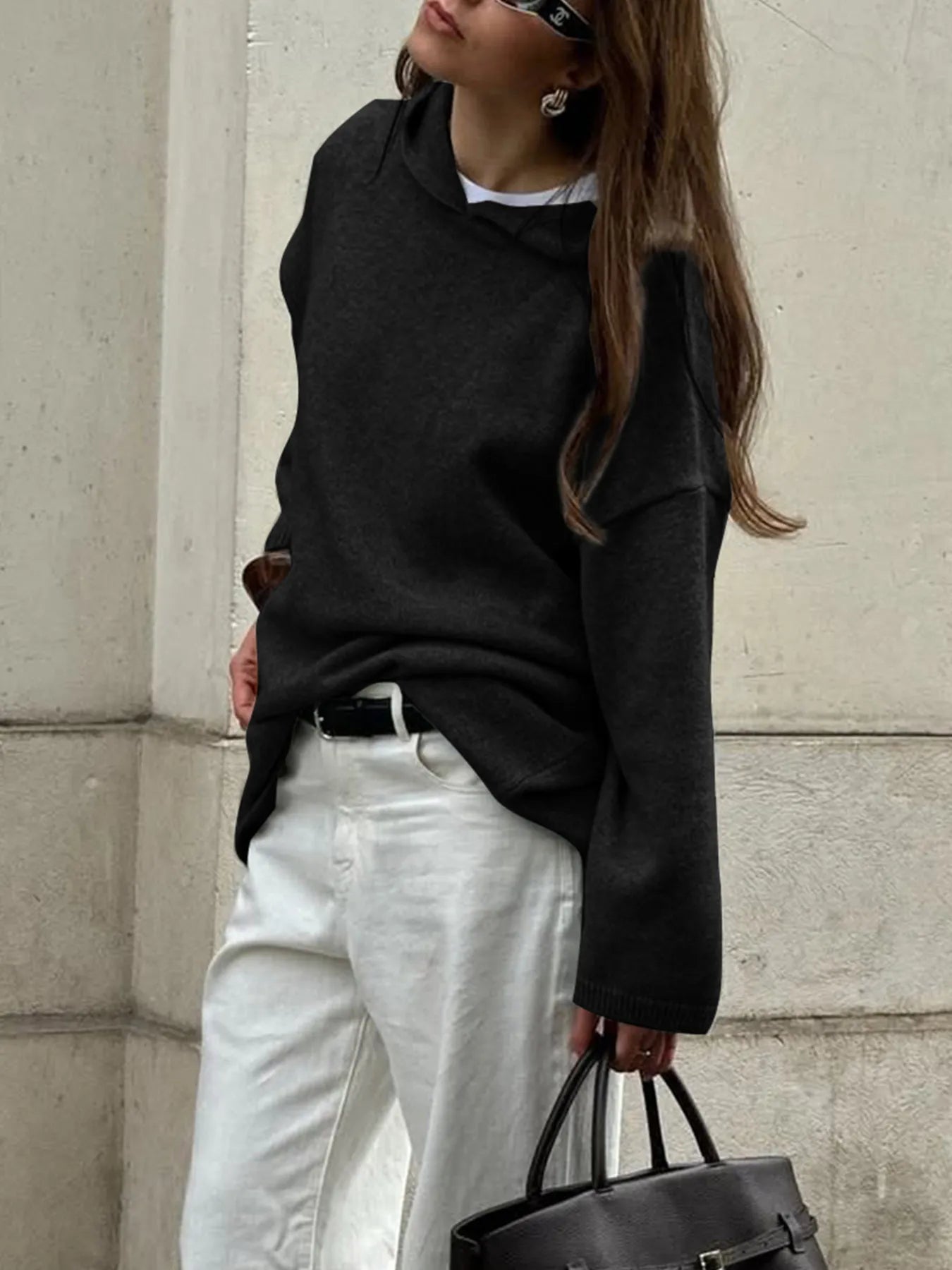 Oversized Long Sleeve Hooded Sweater
