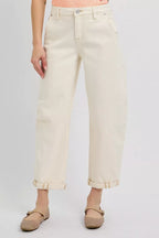 RISEN High Rise Relaxed Barrel Cuffed Jeans
