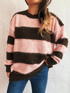 Striped Contrast Long Sleeve Sweater