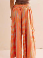 Contrast Striped Wide leg Pants