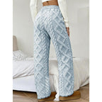 Jacquard Fabric Drawstring Lined Pants