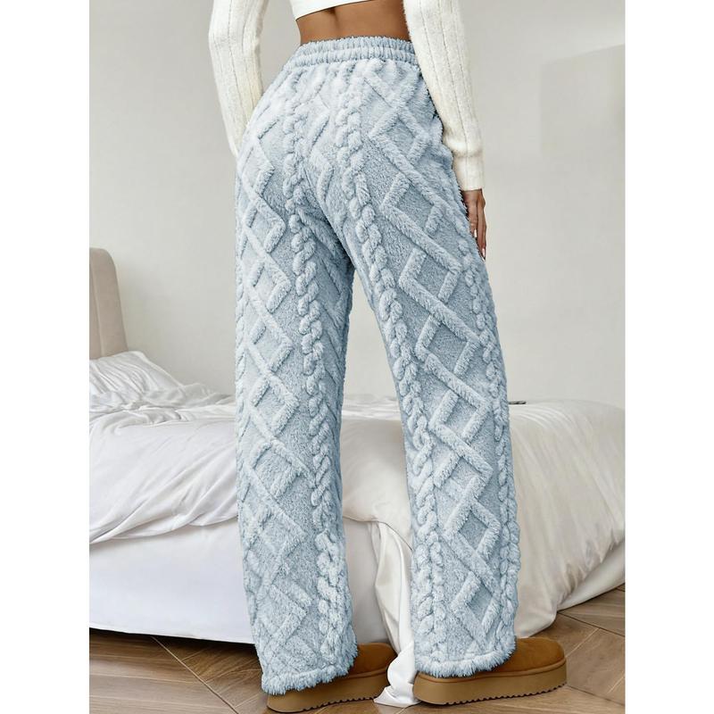 Jacquard Fabric Drawstring Lined Pants