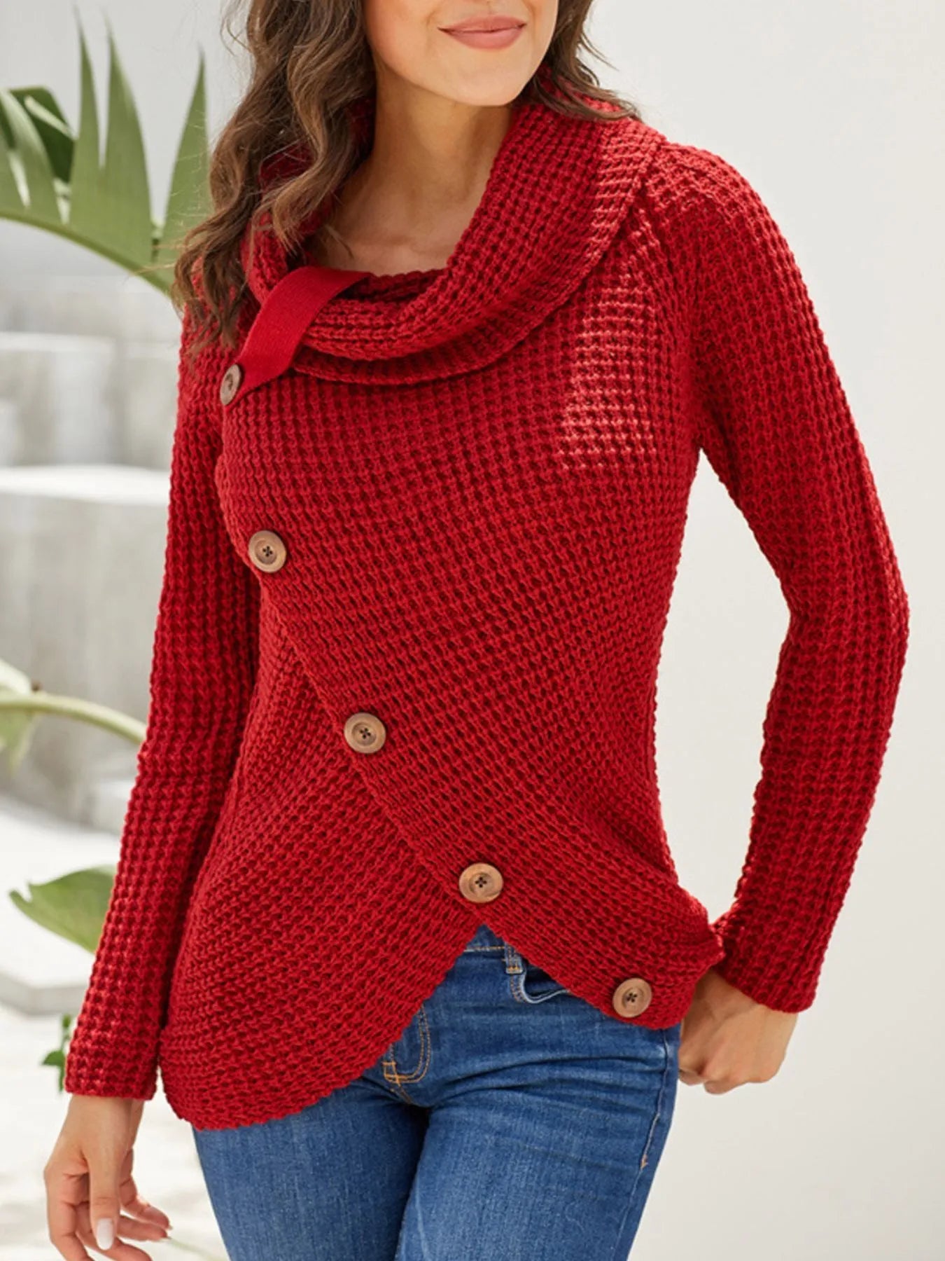 Full Size Texture Turtleneck Long Sleeve Sweater Plus Size