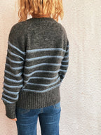 Striped Button Detail Long Sleeve Sweater