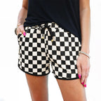 Women's Checkered Drawstring Casual Summer Shorts